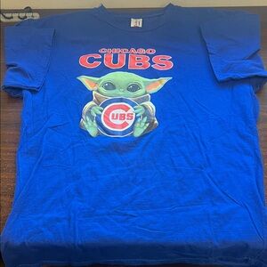MLB Chicago Cubs with Grogu Blue Graphic Tee
